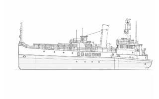 Architectural profile drawing of Medway Queen J48