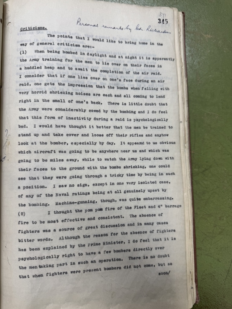 Criticisms of Conduct During Air Raids