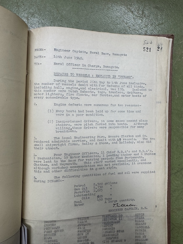 Repairs to Vessels Employed in Operation Dynamo